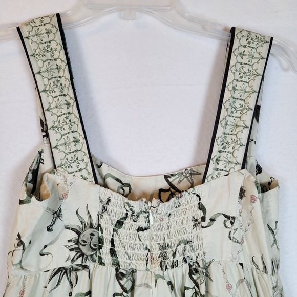 MARCHESA ROSA Womens Marilla Cotton Dress Size 4 Floral Maxi Sundress Beige - Picture 11 of 13